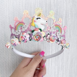 Unicorn rainbow crown tiara, unicorn tiara Alice band headband, party props, girl gifts