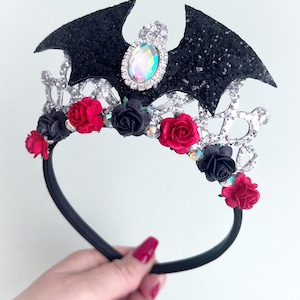 Bat Wings Halloween Tiara: Floral Costume Crown