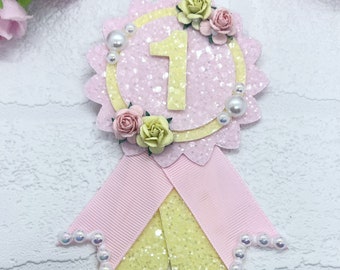 Birthday badge, birthday rosette, girls birthday, birthday props, party props, party accessories, any age available