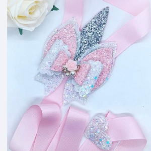 Glitter Unicorn Bow Holder: Girls Hair Bow Organizer