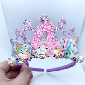 Unicorn Birthday tiara crown, rainbow Princess tiara, rainbow birthday crown, birthday tiara, childs tiara, girls birthday crown