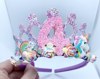 Unicorn Birthday tiara crown, rainbow Princess tiara, rainbow birthday crown, birthday tiara, childs tiara, girls birthday crown