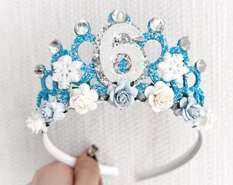 Snowflake birthday tiara crown, snow queen tiara Alice band headband, party props, girl gifts