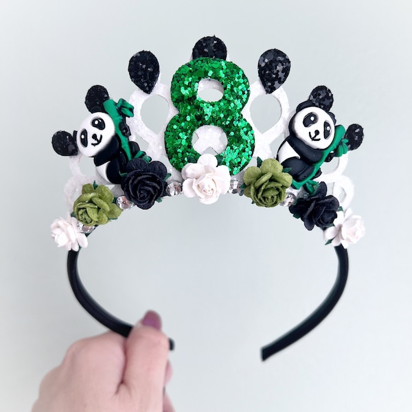 Panda birthday crown tiara, panda tiara Alice band headband, party props, girl gifts