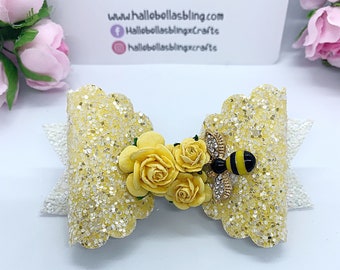 Bumble Bee Glitter Hair Bow: Girls' Pretty Hair Clip