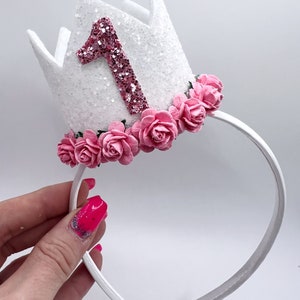 Crown on Alice band, birthday crown, party hat, 1st birthday gift ideas, crowns for girls, crowns in the UK, any age available