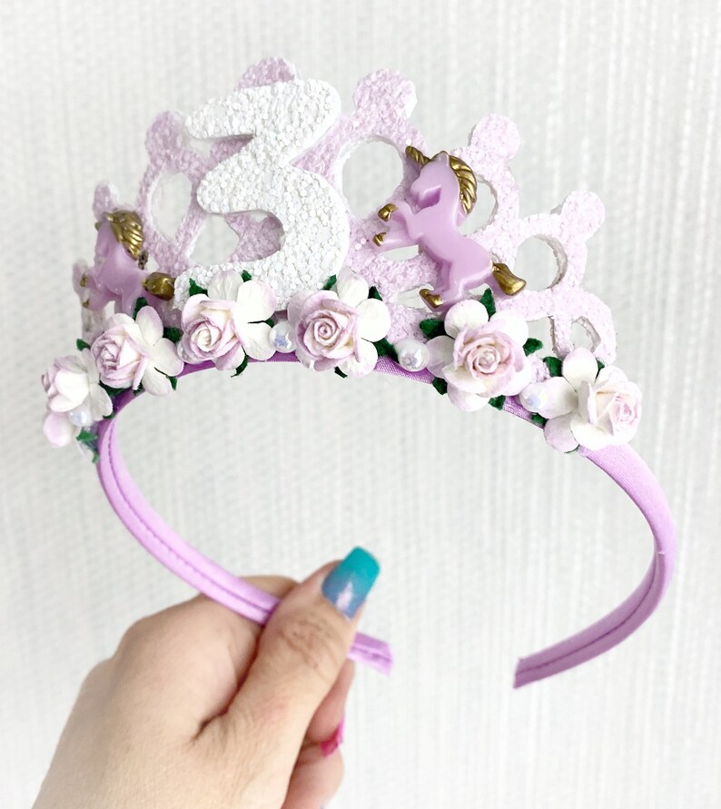 Unicorn Birthday tiara crown, childs birthday tiara, unicorn tiara, girls birthday crown, unicorn crown, girls birthday gifts image 3