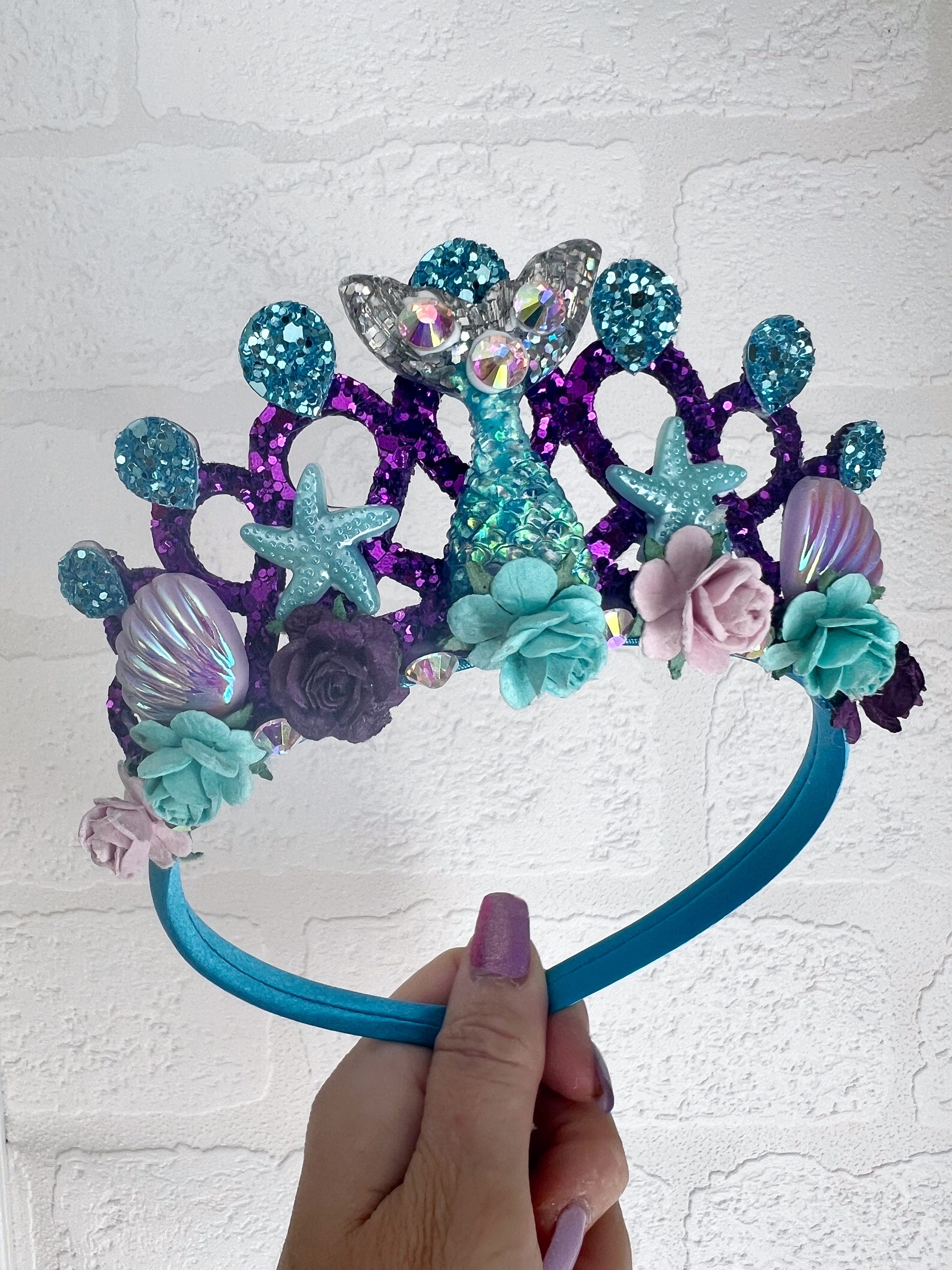 Mermaid Birthday Tiara: Lilac & Green Crown Headband