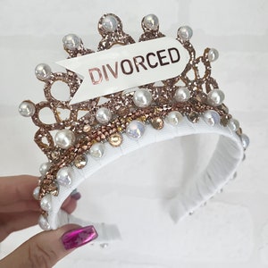 Divorce Tiara: Pearl & Gem Glitter Crown, Divorce Party