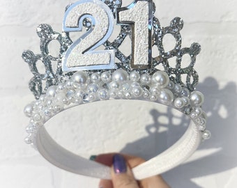 Pearl Birthday Tiara Crown: Handmade Gem Party Prop