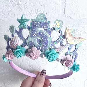 Mermaid birthday crown tiara, mermaid tiara Alice band headband, party props, girl gifts