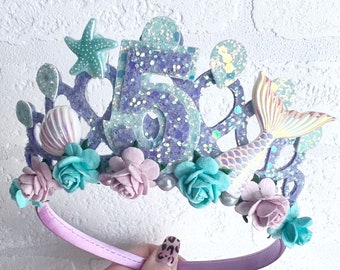 Mermaid birthday crown tiara, mermaid tiara Alice band headband, party props, girl gifts