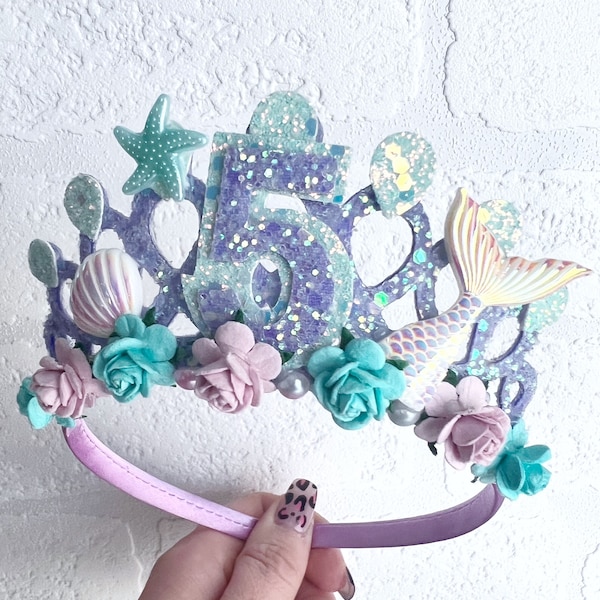 Mermaid birthday crown tiara, mermaid tiara Alice band headband, party props, girl gifts