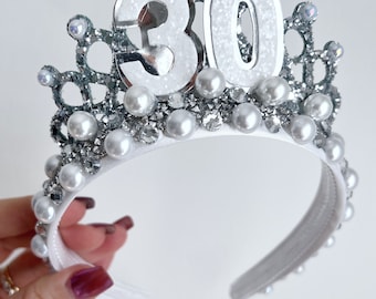 Pearl & Gem Birthday Tiara: Custom Age Photo Prop