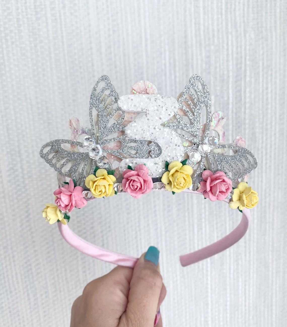 Butterfly birthday party crown tiara with matching wand Etsy