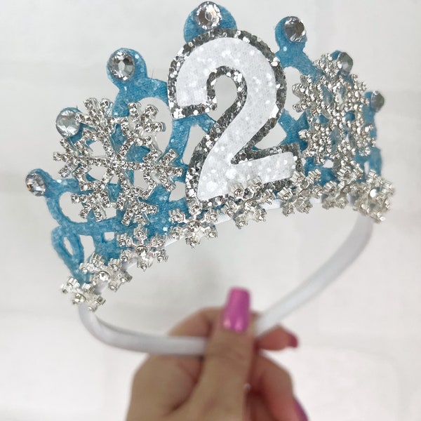 Couronne de diadème d'anniversaire, diadème de couronne de reine des glaces en flocon de neige, diadème de reine des neiges, bandeau Alice, accessoires de fête, cadeaux pour filles