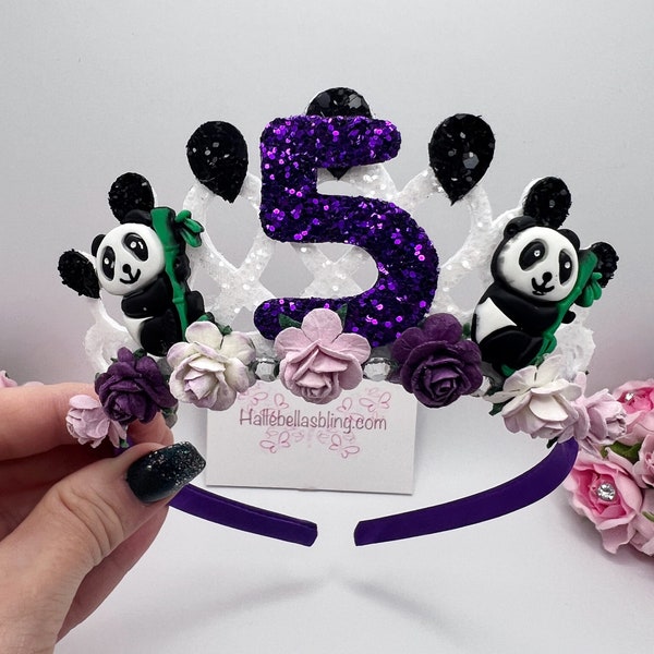 Panda birthday crown tiara, panda tiara Alice band headband, party props, girl gifts