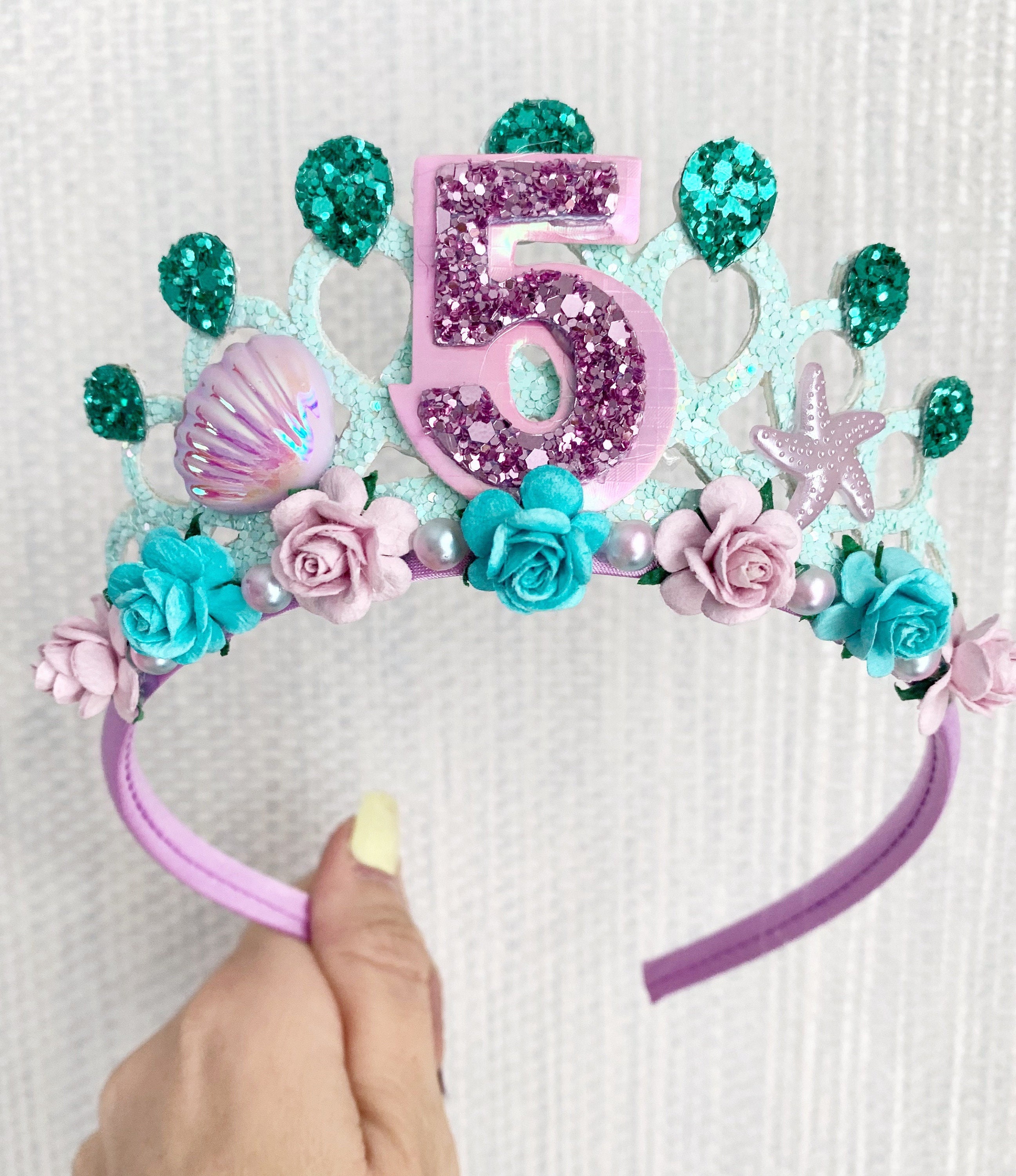 Mermaid Birthday Tiara Crown Childs Birthday Tiara Mermaid Etsy