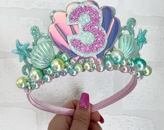Mermaid Birthday Crown: Lilac, Teal, and Turquoise Tiara