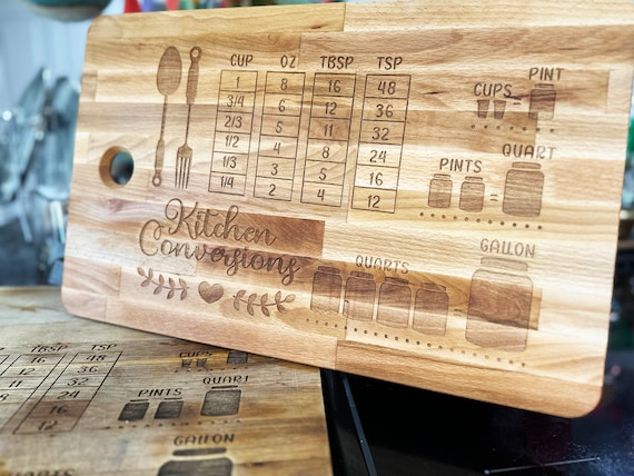 Custom Engraved Oak Cutting Board - Kitchen Conversions (18x11)