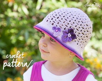 Crochet Hat PATTERN No.61 - Summer Hat Crochet Pattern, Spring hat, Summer cap, Spring cap, Crochet Violet, UNI cap