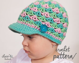 Crochet Hat PATTERN No.51 - Spring Hat Crochet Pattern, Spring hat, Autumn cap, Spring cap, Stripd cap, UNI cap, Airy cap crochet