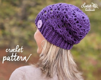 Crochet Hat PATTERN No.37 - Slouchy Women Winter Hat, Autumn Hat, Spring Hat Crochet Pattern