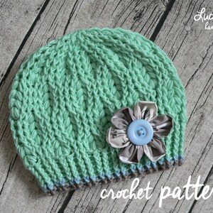 Crochet Hat PATTERN No.94 - Winter Hat Crochet Pattern, spikelet pattern