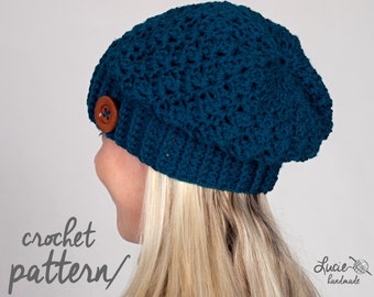 Crochet Hat PATTERN No.16 - Slouchy Women Winter Hat, Autumn Hat, Spring Hat Crochet Pattern