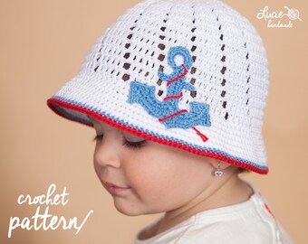 Crochet Hat PATTERN No.52 - Summer Hat Crochet Pattern, Spring hat, Summer cap, Spring cap, Crochet anchor, UNI cap