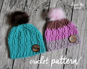 Crochet Hat PATTERN No.89 - Uni  Silhouette Plaits Winter Hat Crochet Pattern