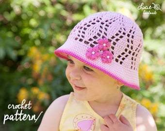 Crochet Hat PATTERN No.55 - Summer Hat Crochet Pattern, Spring hat, Summer cap, Spring cap, Crochet flowers,