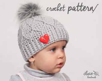 Crochet Hat PATTERN No.20 ** - Uni Diamond Winter Hat Crochet Pattern