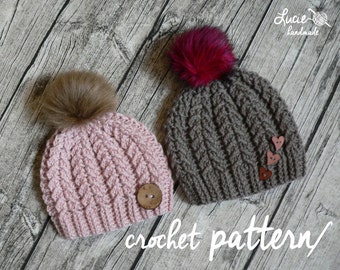 Crochet Hat PATTERN No.87 ** - Mini Plaits Winter Hat Crochet Pattern