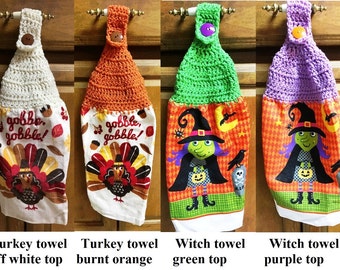 Kitchen Towel with Crocheted Hanging Tops