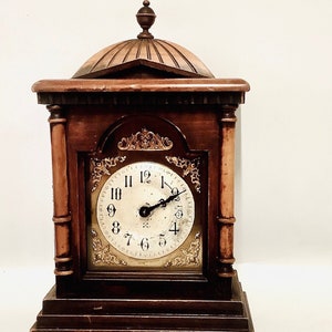 Antique Casement Mantel Clock with Clockwork Movement and Chime / German Timepiece / Victorian Clock / 19th Century Clock