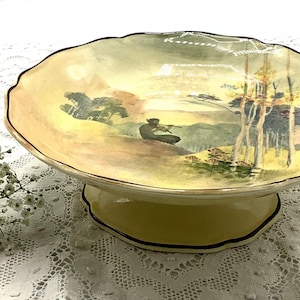 Royal Doulton ‘Pipes of Pan’ Series Ware Pedestal Cake Stand circa 1928 Pattern D4784 / Rare to Find Antique Doulton Tableware