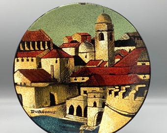 Rustic DUBROVNIK Metal Wall Plate by Rucni Rad Zagreb / Souvenir from Croatia / Eastern European Decor / Romantic City Imagery