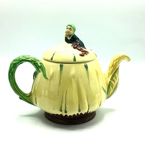 Very Rare Burleigh Ware 1940’s Art Deco GNOME TEAPOT made in Staffordshire England / Whimsical Imp Teapot / Quirky Kitchenalia