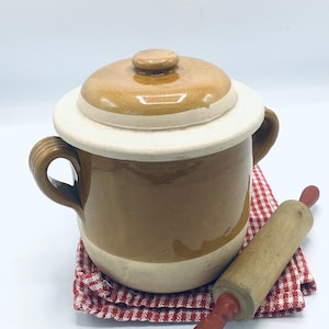 FRENCH EARTHENWARE STOCK Crock / Vintage Stone Cooking Pot / French Kitchenalia / Terracotta Oven to Table Dish / Rustic Farmhouse Decor