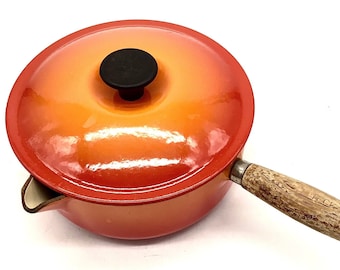 Casserole Le Creuset #18 Fonte émaillée – Orange Flame, Anse Creuse, Avec Couvercle