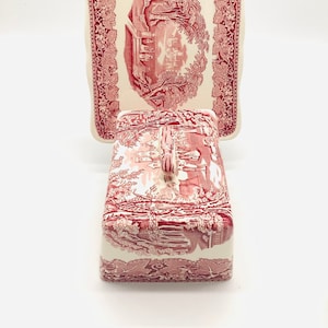 MASON&#39;s Rose-Pink &quot;VESTA&quot; Muster Butterdose / Staffordshire England Ironstone / Romantisches Speisegeschirr