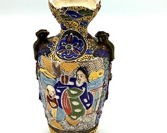 JAPANESE SATSUMA MORIAGE Vase Meiji Period 1880-1890 / Collectible Japanese Ceramics