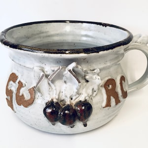 One-of-a-kind! Antique Hand-Made Chamber Pot Decorated with Lovers’ Initials / Romantic Victorian “Gazunder” / Quirky English Indoor Pla