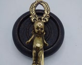 Very Rare BABY PIXIE FOLKLORE Knocker From Cornwall England Antique English Door Brass Hardware One-of-a-Kind Housewarming Gift