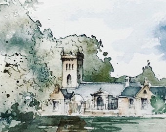 Original Watercolour of Stone Cottages in an English Village Framed & Signed by the Artist / Contemporary Hand-painted English Landscape
