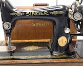 Reserved Reserved SINGER Hand-Crank 99 99K SEWING MACHINE (1929) with Bentwood Case Vintage Seamstress Antique Haberdashery Shop Decor