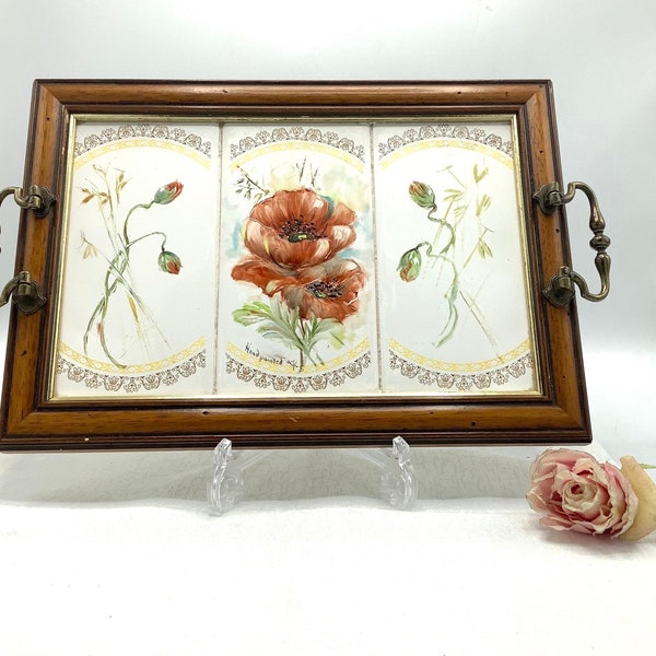 One-of-a-Kind Signed Parlour Tray Decorated with Poppies Hand-made & Hand-painted in England / Perfect and Unique Gift for the Home