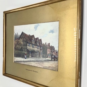Fijne antieke prent &quot;Shakespeare&#39;s Birthplace&quot; van het originele schilderij van W.W Quatremain / Ingelijst kunstwerk van The Bard&#39;s Home in Stratford