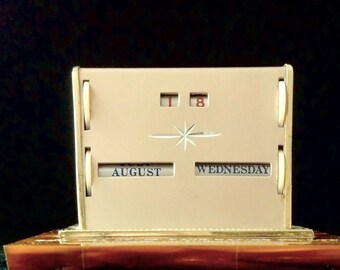 English Perpetual Calendar With Rare Company Stamp, Mid-century Modern Retro Office or Home Paperweight For the 'Mad Man' Lover in Your Life